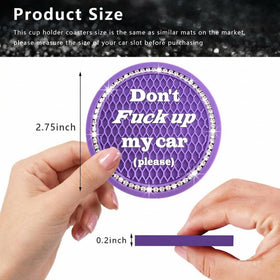 2 Pack Bling Car Cup Holder Coaster 2.75 Inch Anti-Slip Auto Insert Cup Coaster Crystal Car Drink Cup Mat Perfect for Women Girls Universal Interior Decor Accessories (Purple) - 0
