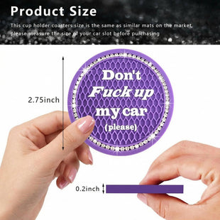 2 Pack Bling Car Cup Holder Coaster 2.75 Inch Anti-Slip Auto Insert Cup Coaster Crystal Car Drink Cup Mat Perfect for Women Girls Universal Interior Decor Accessories (Purple)