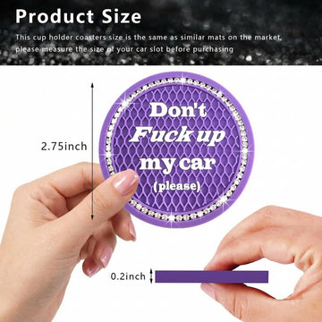2 Pack Bling Car Cup Holder Coaster 2.75 Inch Anti-Slip Auto Insert Cup Coaster Crystal Car Drink Cup Mat Perfect for Women Girls Universal Interior Decor Accessories (Purple) - 0