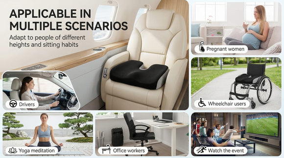 Adult Car Booster Seat Cushion Memory Foam Wedge Car Seat Cushions for Short People Driving Portable Driver Seat Cushion to Raise Height 3in for Car Truck Home Office Chair Black