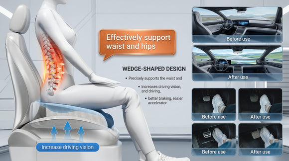 Adult Car Booster Seat Cushion Memory Foam Wedge Car Seat Cushions for Short People Driving Portable Driver Seat Cushion to Raise Height 3in for Car Truck Home Office Chair Black