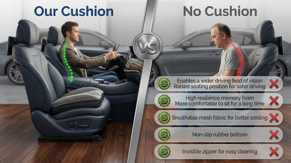 Adult Car Booster Seat Cushion Memory Foam Wedge Car Seat Cushions for Short People Driving Portable Driver Seat Cushion to Raise Height 3in for Car Truck Home Office Chair Black