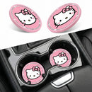 2PCS Cute Kitty Cup Holder Coasters Black Silicone Anti-Slip Car Coasters Car Cup Pads Universal 2.75 Inch-1