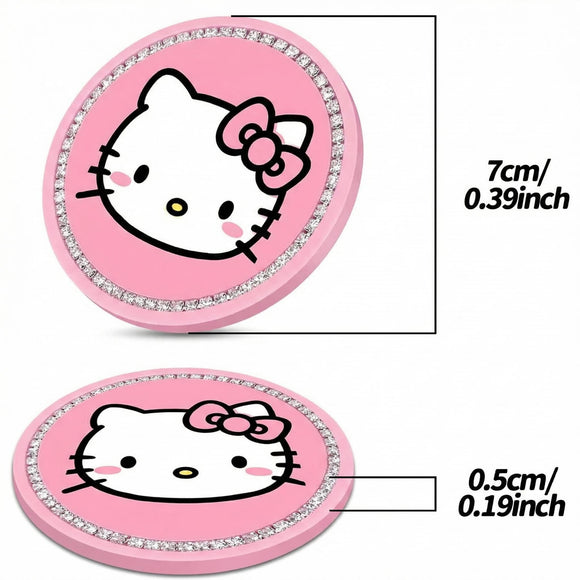 2PCS Cute Kitty Cup Holder Coasters Black Silicone Anti-Slip Car Coasters Car Cup Pads Universal 2.75 Inch