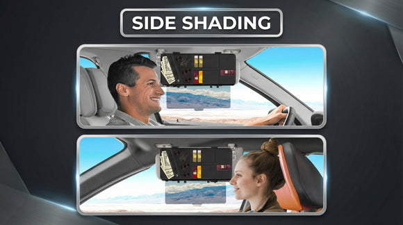 Polarized Sun Visor for Car with Organizer Upgraded Adjustable Visor Extension Handmade PU Leather Universal Sun Visor Extender Protects from Sun Glare UV Rays Snow Blindness