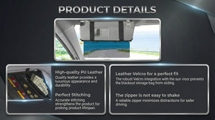 Polarized Sun Visor for Car with Organizer Upgraded Adjustable Visor Extension Handmade PU Leather Universal Sun Visor Extender Protects from Sun Glare UV Rays Snow Blindness