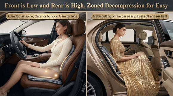 Premium Car Seat Cushion for Enhanced Comfort - 100% Polyurethane Wedge-Shaped Memory Foam Design Improves Driving Visibility & Relieves Sciatica and Coccyx Pain.