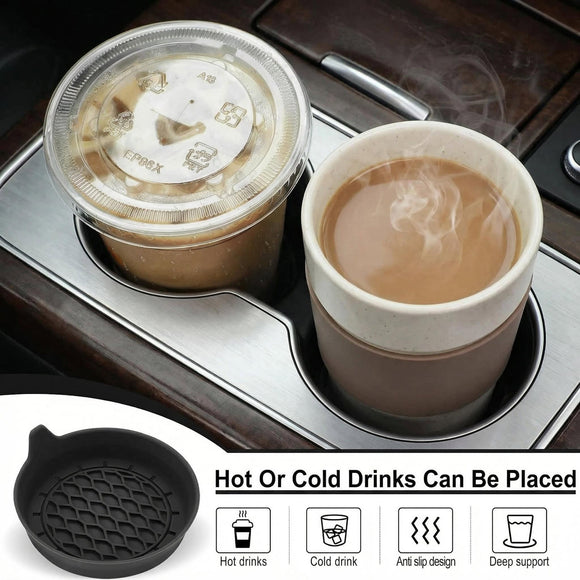 Car Cup Holder Coaster Silicone Cup Holder Insert Universal Non-Slip Cup Holders Car Accessories Interior for Women and Man Interior Sets 4 Pack Black