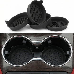 Car Cup Holder Coaster Silicone Cup Holder Insert Universal Non-Slip Cup Holders Car Accessories Interior for Women and Man Interior Sets 4 Pack Black