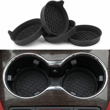 Car Cup Holder Coaster Silicone Cup Holder Insert Universal Non-Slip Cup Holders Car Accessories Interior for Women and Man Interior Sets 4 Pack Black