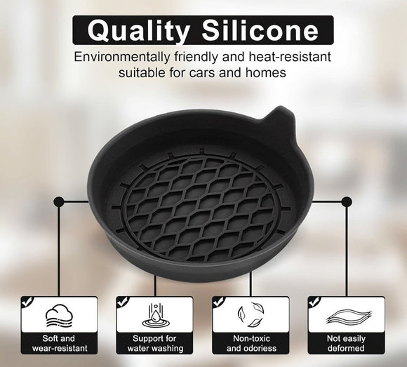 Car Cup Holder Coaster Silicone Cup Holder Insert Universal Non-Slip Cup Holders Car Accessories Interior for Women and Man Interior Sets 4 Pack Black