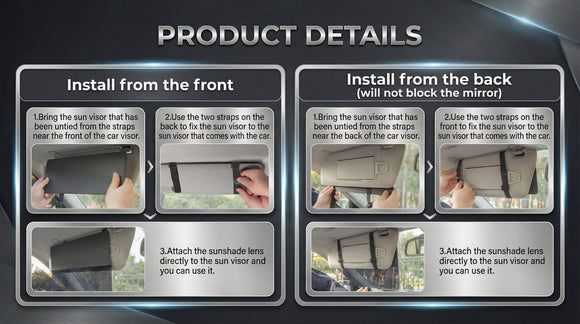 Polarized Car Sun Visor Extender Upgraded Polarized Car Visor Extender Sun Blocker UV400 Universal Visor Extension for Sun Blocker Adjustable Sun Visor Glare UV Protector