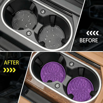 Car Coasters for Cup Holders [4 Pack] - 2.75In Silicone Auto Mug Mats - Universal Non-Slip Recessed Car Interior AccessoriesDeep Purple - 0