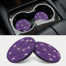 Bling Cup Holder Coasters for Car 2PCS Universal Non-Slip Cup Holder Embedded Decorative Coasters Shiny Crystal Car Interior Accessories Gifts for Women (Purple)-1