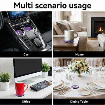 Bling Cup Holder Coasters for Car 2PCS Universal Non-Slip Cup Holder Embedded Decorative Coasters Shiny Crystal Car Interior Accessories Gifts for Women (Purple) - 0