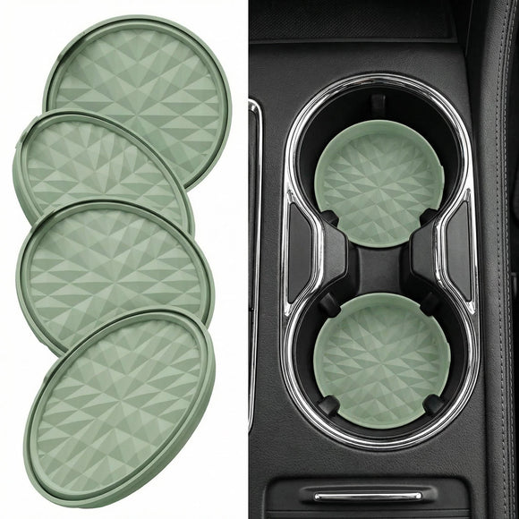 Car Coasters 3.15in[4 Pack] Car Accessories Fit for SUV and Trucks Silicone Mats Non-Slip Car Cup Holders Insert Coasters Car Interior Accessories Decor Gift Sage Green