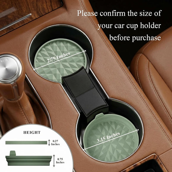 Car Coasters 3.15in[4 Pack] Car Accessories Fit for SUV and Trucks Silicone Mats Non-Slip Car Cup Holders Insert Coasters Car Interior Accessories Decor Gift Sage Green