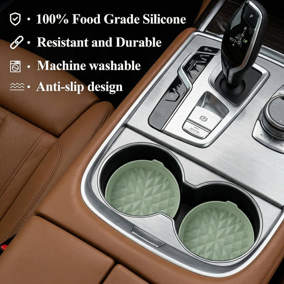 Car Coasters 3.15in[4 Pack] Car Accessories Fit for SUV and Trucks Silicone Mats Non-Slip Car Cup Holders Insert Coasters Car Interior Accessories Decor Gift Sage Green