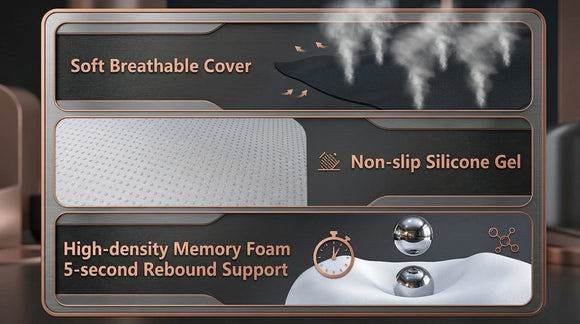 Car Seat Cushion with Neck Pillow & Lumbar Support Kit Back Sciatica Tailbone Pain Relief Car Pillows Ergonomic Memory Foam Back Support for Driving Seat Office Chair Wheelchair Black