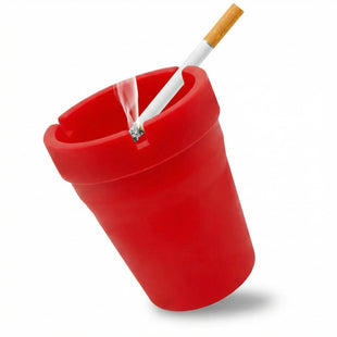 Car Ashtray Smokeless Smellproof Windproof Self-Extinguishing Auto Ashtray Portable Mini Vehicle Cigarette Trash Can Fits Most Cup Holder for Home Office Car Accessories (Red)