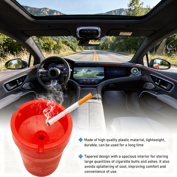 Car Ashtray Smokeless Smellproof Windproof Self-Extinguishing Auto Ashtray Portable Mini Vehicle Cigarette Trash Can Fits Most Cup Holder for Home Office Car Accessories (Red)
