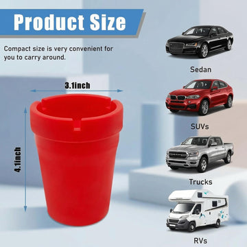 Car Ashtray Smokeless Smellproof Windproof Self-Extinguishing Auto Ashtray Portable Mini Vehicle Cigarette Trash Can Fits Most Cup Holder for Home Office Car Accessories (Red) - 0