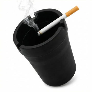Car Ashtray Smokeless Smellproof Windproof Self-Extinguishing Auto Ashtray Portable Mini Vehicle Cigarette Trash Can Fits Most Cup Holder for Home Office Car Accessories (Black)