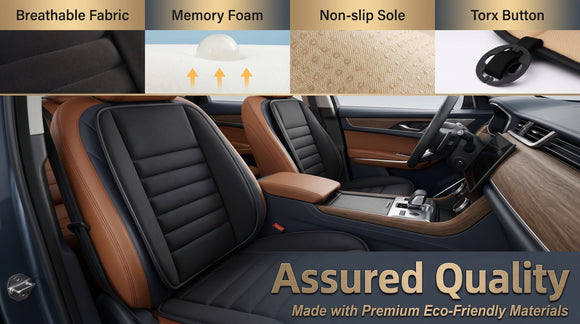 Car Seat Cushion with Back Support Pillow: Enhanced Comfort Memory Foam Design for Pain Relief Ideal for Drivers and Office Use - Ergonomic Lumbar Comfort for Long Sitting - Black