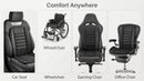 Car Seat Cushion with Back Support Pillow: Enhanced Comfort Memory Foam Design for Pain Relief Ideal for Drivers and Office Use - Ergonomic Lumbar Comfort for Long Sitting - Black-3