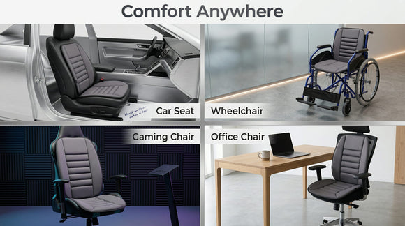 Car Seat Cushion with Back Support Pillow: Enhanced Comfort Memory Foam Design for Pain Relief Ideal for Drivers and Office Use - Ergonomic Lumbar Comfort for Long Sitting - Dark Grey