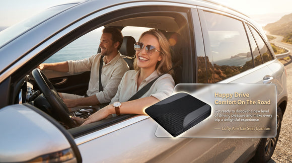 Car Seat Cushion Comfortable Memory Foam Seat Pillow for Driving Sciatica-Back Pain Relief Cushion for Car-Truck Office Wheelchair - Black