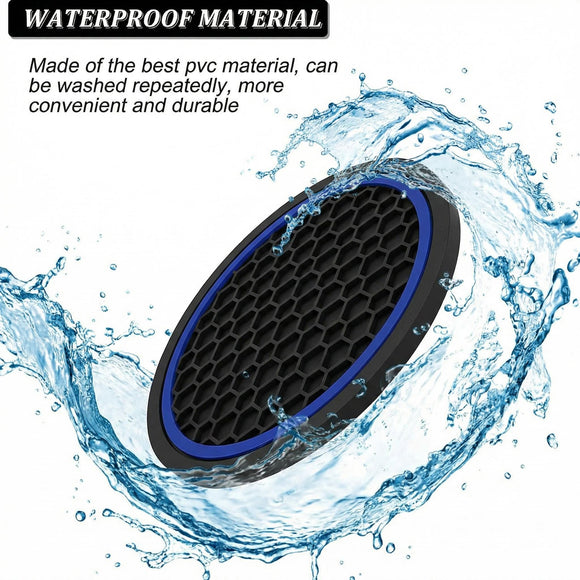 4PCS Car Cup Holder Coasters 2.75 Inch Non-Slip Insert Water Bottle Holder Pads Dustproof Automotive Interior Accessories Mat Universal for Vehicles Trucks RVs and MoreBlack/Blue