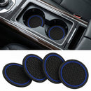 4PCS Car Cup Holder Coasters 2.75 Inch Non-Slip Insert Water Bottle Holder Pads Dustproof Automotive Interior Accessories Mat Universal for Vehicles Trucks RVs and MoreBlack/Blue-4