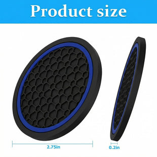 4PCS Car Cup Holder Coasters 2.75 Inch Non-Slip Insert Water Bottle Holder Pads Dustproof Automotive Interior Accessories Mat Universal for Vehicles Trucks RVs and MoreBlack/Blue