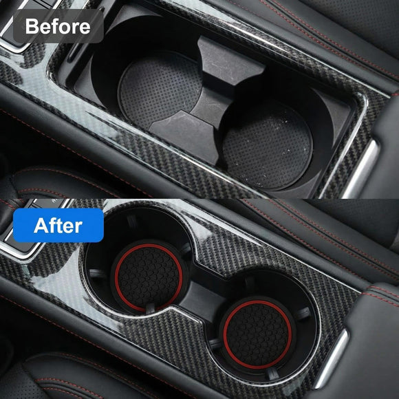4PCS Car Cup Holder Coasters 2.75 Inch Non-Slip Insert Water Bottle Holder Pads Dustproof Automotive Interior Accessories Mat Universal for Vehicles Trucks RVs and MoreBlack/Red