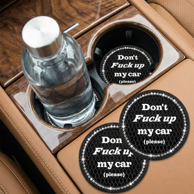 2 PCS Bling Car Cup Coaster 2.75 Inch Anti-Slip Cup Holder Insert Coasters Crystal Rhinestone Auto Drink Car Cup Mat for Women Girls Universal Interior Car Accessories (Black)