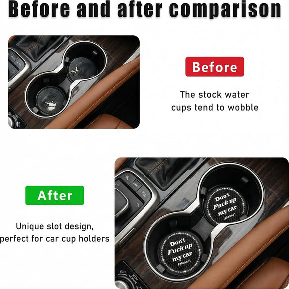2 PCS Bling Car Cup Coaster 2.75 Inch Anti-Slip Cup Holder Insert Coasters Crystal Rhinestone Auto Drink Car Cup Mat for Women Girls Universal Interior Car Accessories (Black)