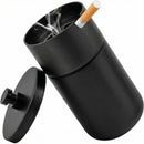 Car Ashtray with Lid Stainless Steel Smokeless Smell Proof Auto Ash Tray Detachable Mini Portable Cup Holder Cigarette Ashtray for Vehicle Office Home Car Accessories (Black)-1