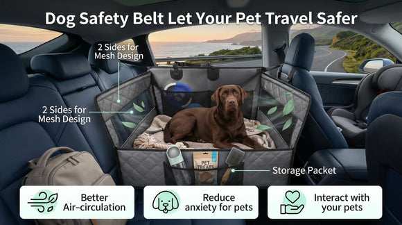 Dog Car Seat for Large Medium Dogs Back Seat Extender for Pets Waterproof Pet Carseat for Medium Sized Dog Hammock for Pet with Storage Pocket for Cars/SUV/Truck(L)