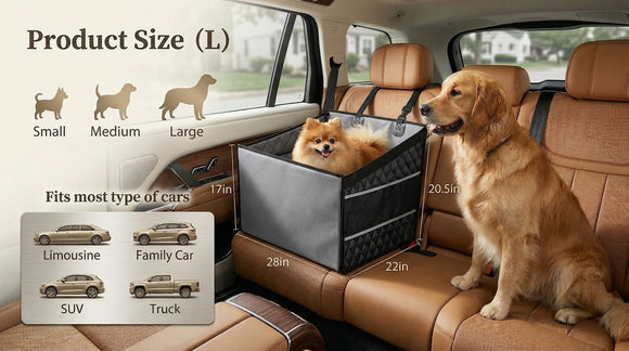 Dog Car Seat for Large Medium Dogs Back Seat Extender for Pets Waterproof Pet Carseat for Medium Sized Dog Hammock for Pet with Storage Pocket for Cars/SUV/Truck(L)