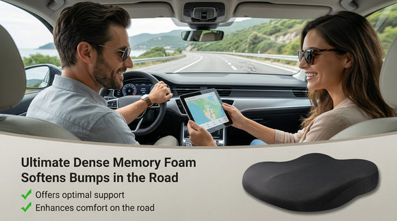 Adult Booster Car Seat Cushion Wedge Memory Foam Pad for Driving Seat Effectively Increase Height by 3.94 inch Car Travel Accessories for Long Trips (Black)