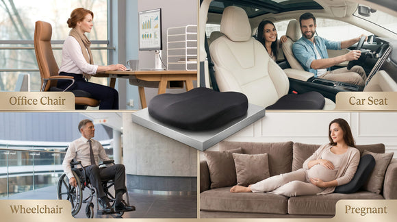 Adult Booster Car Seat Cushion Wedge Memory Foam Pad for Driving Seat Effectively Increase Height by 3.94 inch Car Travel Accessories for Long Trips (Black)