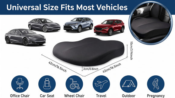 Adult Booster Car Seat Cushion Wedge Memory Foam Pad for Driving Seat Effectively Increase Height by 3.94 inch Car Travel Accessories for Long Trips (Black)