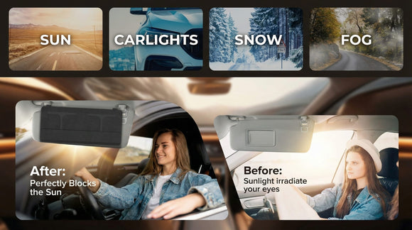 Polarized Car Sun Visor Extender Upgraded Polarized Visor Extender Sun Blocker UV400 Universal Visor Extension for Car Adjustable Sun Visor Glare UV Protector-Black