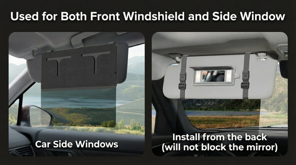 Polarized Car Sun Visor Extender Upgraded Polarized Visor Extender Sun Blocker UV400 Universal Visor Extension for Car Adjustable Sun Visor Glare UV Protector-Black