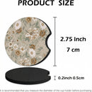 2 Pcs Car Cup Coasters Vintage Floral Universal Non-Slip Rubber Car Coasters for Cup Holders 2.75 inch Car Interior Accessories for Women-2