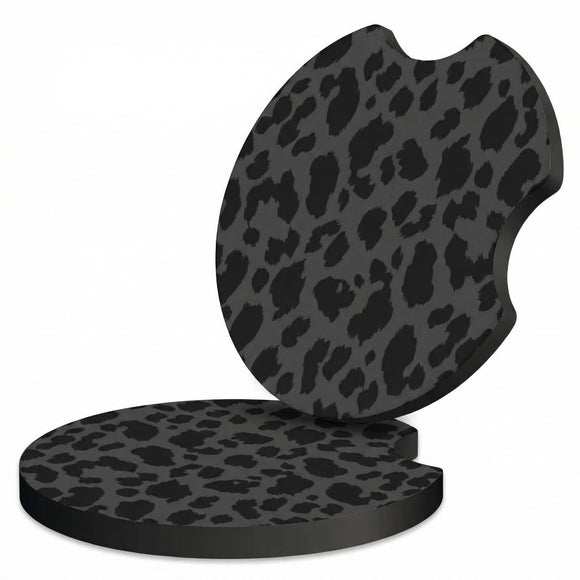 2 Pcs Car Cup Coasters Black Leopard Print Universal Non-Slip Rubber Car Coasters for Cup Holders 2.75 inch Car Interior Accessories for Women