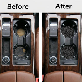 2 Pcs Car Cup Coasters Black Leopard Print Universal Non-Slip Rubber Car Coasters for Cup Holders 2.75 inch Car Interior Accessories for Women - 0
