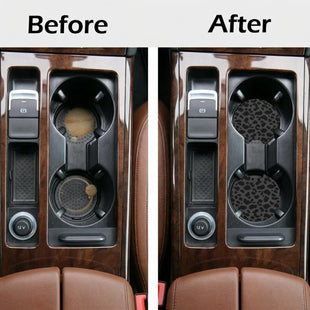2 Pcs Car Cup Coasters Black Leopard Print Universal Non-Slip Rubber Car Coasters for Cup Holders 2.75 inch Car Interior Accessories for Women