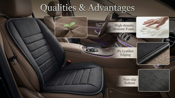 Car Seat Cushion with Back Support Pillow Comfy Lumbar Support & Seat Cushion Memory Foam Driving Pillow for Back-Sciatica Pain Relief Auto Pad Suitable for Car Truck SUV - Black